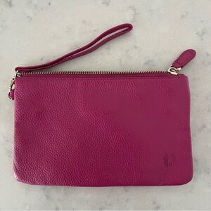 Pink Leather Wristlet Clutch Purse Wallet